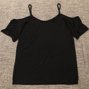 Rayon/spandex knit cold shoulder top
